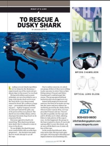 dusky shark rescue in scuba diving magazine