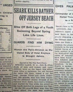 1916 shark attack newspaper